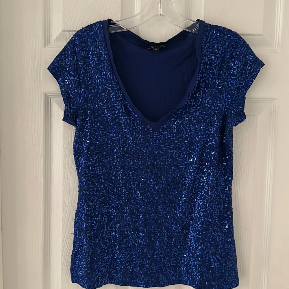 Royal Blue Sequin Tee Size S